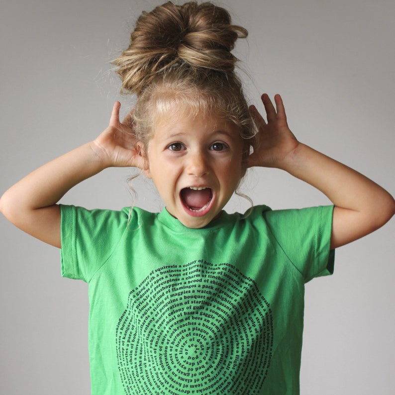 American Apparel Made in the USA Grass Green Kids Animal-themed Montessori Collective Groups Screen Printed Handmade Graphic Tee Shirt Design Gift for Son or Daughter by Xenotees