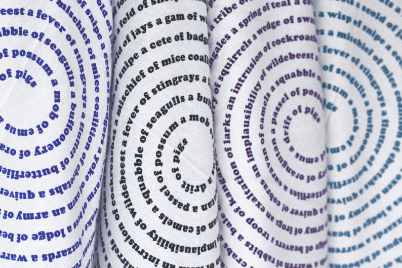 Collective Animal Nouns Cotton Flour Sack Fabric Kitchen Etsy