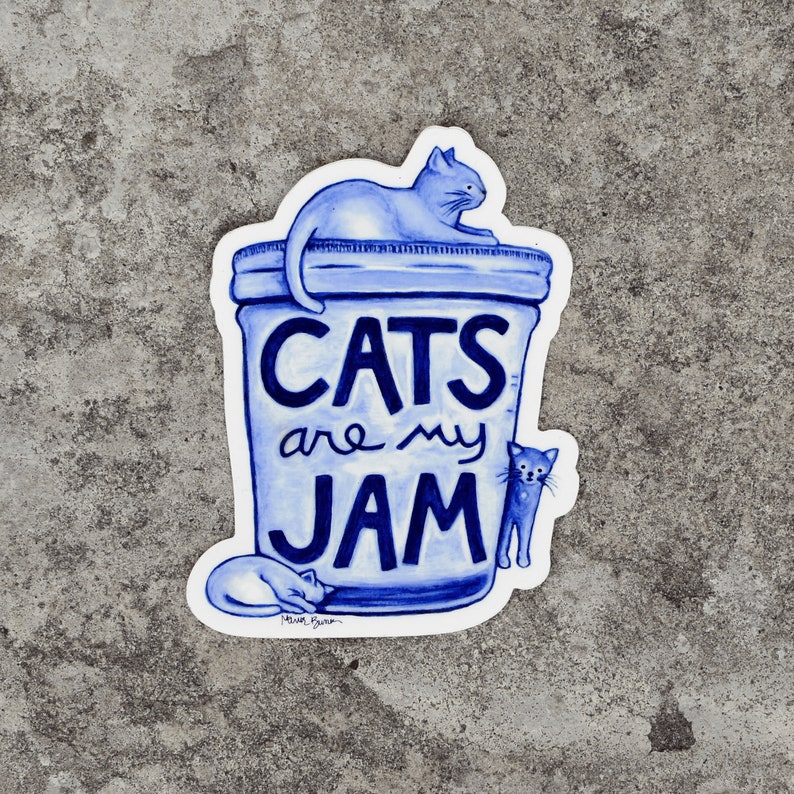 Cats are my Jam Vinyl Sticker for Cat Lovers image 1