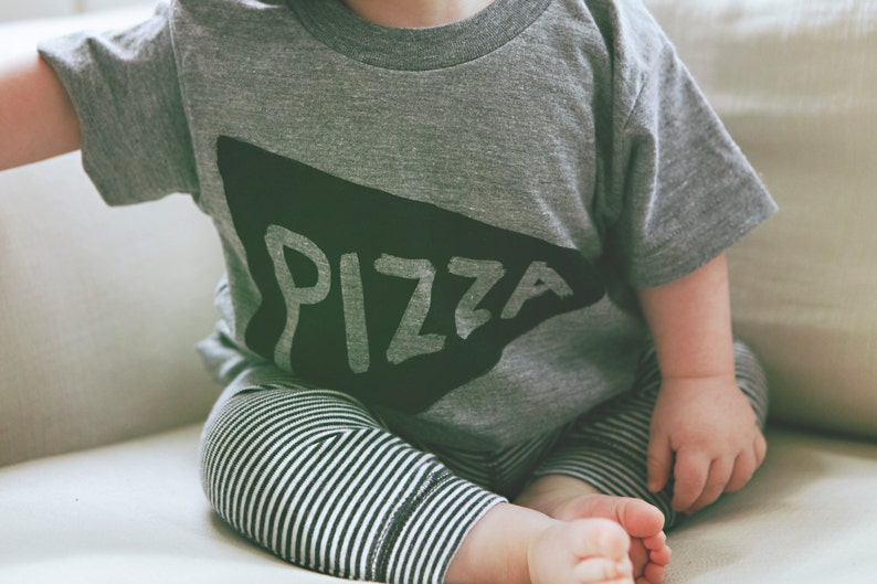 Baby Pizza Graphic Tee Shirt Whimsical Baby Gift Unique Baby Shower Present New Parent Gift Cute Handmade Newborn Baby Clothing image 4