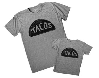 Taco Night Graphic T-shirt Design Set para papá y niños, papá camisa regalo del día del padre, camisas para papá, camisas para fotos, mejores regalos de taco hombres