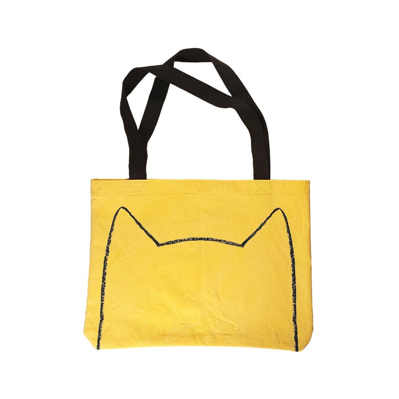 Market Tote Bag for Cat Lovers - handmade cat ears bag - travel bag gift for her - Vet Tech Gift - reusable grocery shopping bags for women 