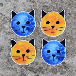 Blue Moon Sun Cat Sticker Set, vinyl stickers for water bottles, cat sticker full moon cute cat sticker water bottle decal laptop image 1