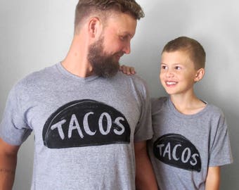 Family Matching Taco Shirts, father son matching outfits men's and kids clothing