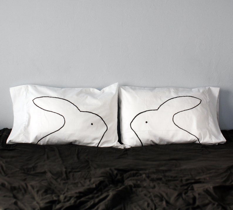 Best Bunnies Cotton Pillowcases Best Housewarming Gifts for Couples Home Decor Gift for Couples Unique Bedding Gift for Kids or Adults image 8