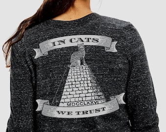 1776 Cat Cardigan | In Cats We Trust | Made in USA Womens Button Down | 250th Anniversary Gift | Crazy Cat Lady Sweater