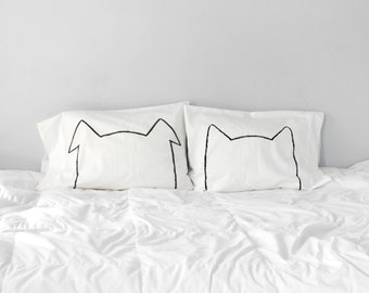 Couples Pillows, His Hers Cat Dog Pillow Cases, wedding gifts for friends, unique housewarming gifts