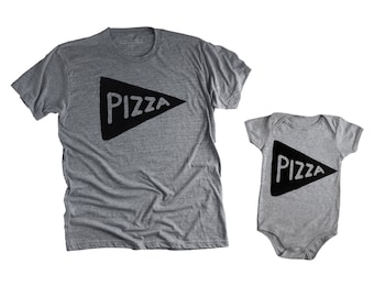 Gift for New Dad, Matching Family Parent Pizza Slice Shirt and Baby Bodysuit, Unique Gift for Him from the kids