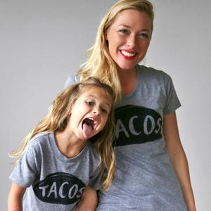 Mommy and Me Taco Shirts that Match, Graphic tee Mama shirts for Mom and kids, Mom Birthday Gift from Kids, mother daughter shirts image 2