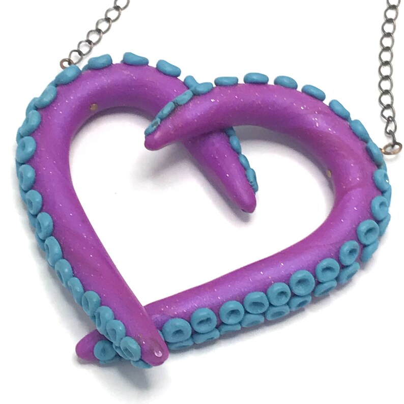 Octopus Love Necklace Purple and Turquoise image 1