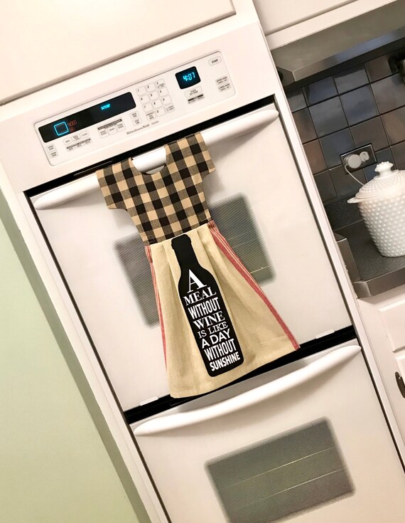 Wine Bottle Decor Kitchen Towel Dress Dish Towel Dress Tea Etsy