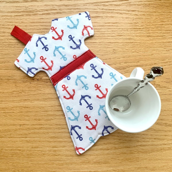 Anchor Trivet, Hot Pad or Mug Rug / Red, White and Blue Nautical Kitchen Decor / Gift for Her / Hot Mama Trivet by Klosti
