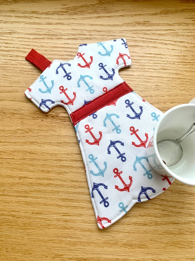 Anchor Trivet, Hot Pad or Mug Rug / Red, White and Blue Nautical Kitchen Decor / Gift for Her / Hot Mama Trivet by Klosti image 2