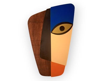Handgefertigte Afrikanische Maske 3D Wandkunst - Holzwand Dekor für Wohnzimmer - Einzigartige Kulturelle Wohnkultur - Moderne Kunst. Weihnachtsgeschenk Skulptur