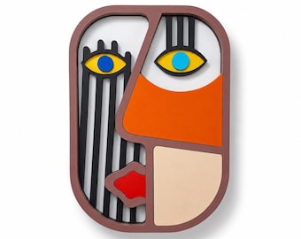 Große handgefertigte afrikanische Maske 3D Wandkunst - Holzwanddekor für Wohnzimmer - Einzigartige kulturelle Wohnkultur - Moderne Skulptur Kunst - Weihnachten