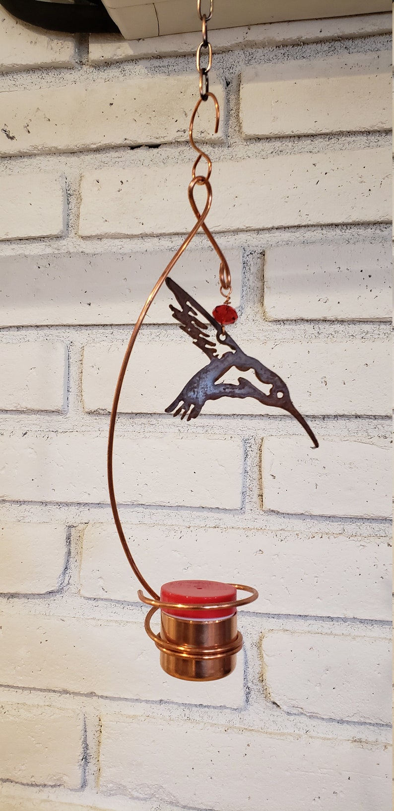 Beeproof Dripfree Copper Hummingbird Feeder With Metal Etsy