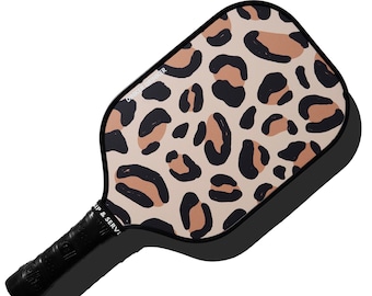 Leopard Pickleball Paddle, Carbon Fiber, Cheetah Print, Stylish Design, High-Performance Pickleball Paddle, Bottle Opener, Can Opener, USAPA