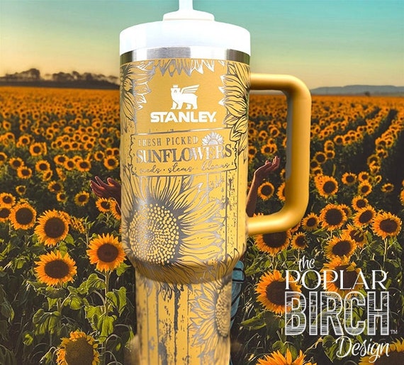 Sunflower Stanley Quencher 40oz, Stanley Mug, Engraved Tumbler, Engraved  Stanley, Floral Stanley, Full Wrap Stanley, Travel Mug With Handle 