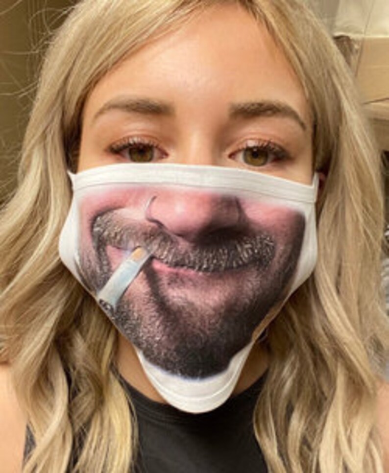 Funny Face Mask With Nose Wire Men Xlarge Cigarette Smoking Etsy