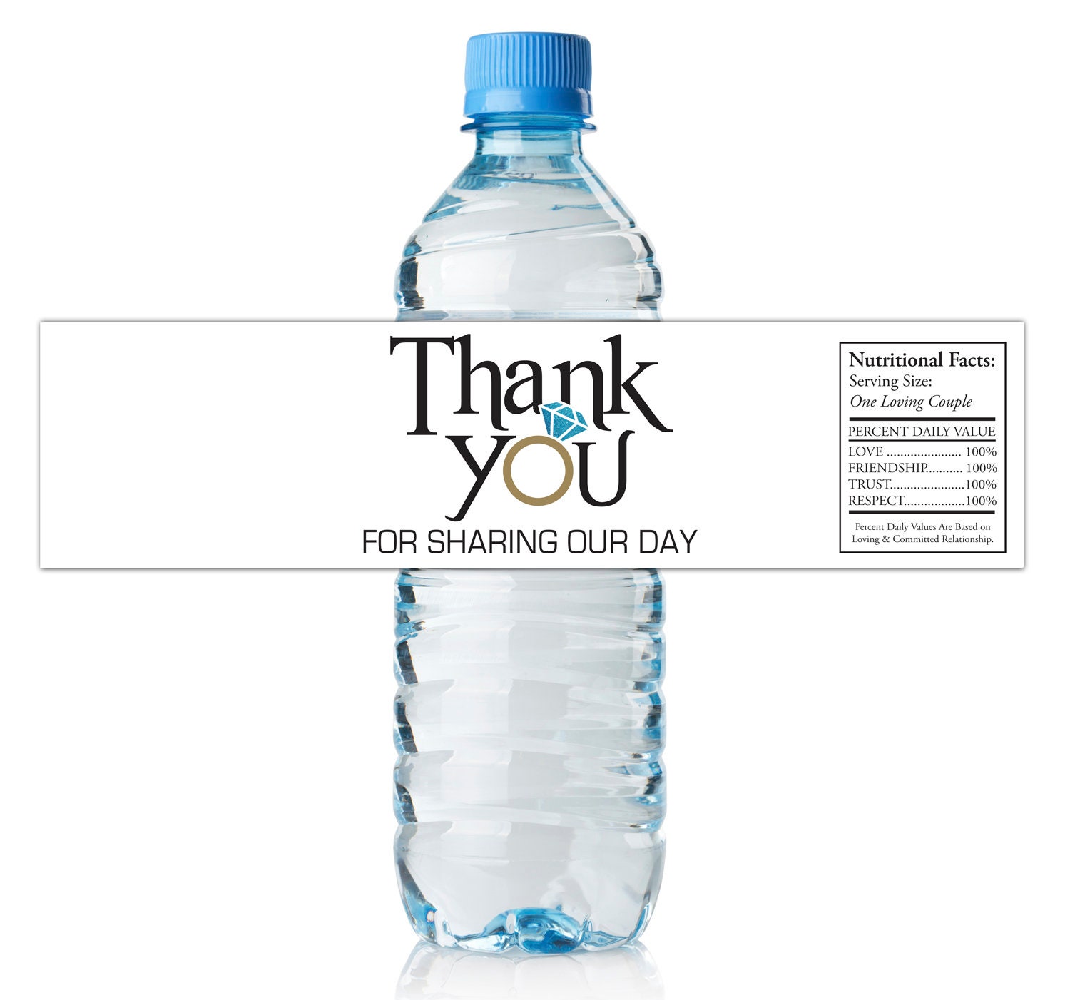 Wedding Water Bottle Label Instant Download Printable Template DIY Digital File with Gold Ring Faux Glitter