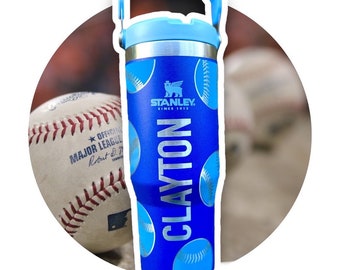 Kids Sports Tumbler with Name, Stanley Cup Custom Engraved Sports Team Kids, Spill Proof Iceflow, Water Bottle, Distressed Ball Design