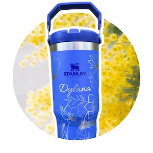 Wildflowers Engraved 30oz Stanley Iceflow Tumbler Hummingbird Water Bottle Personalized Large Gym Mug Fit in Cup Holder Flip Straw image 1