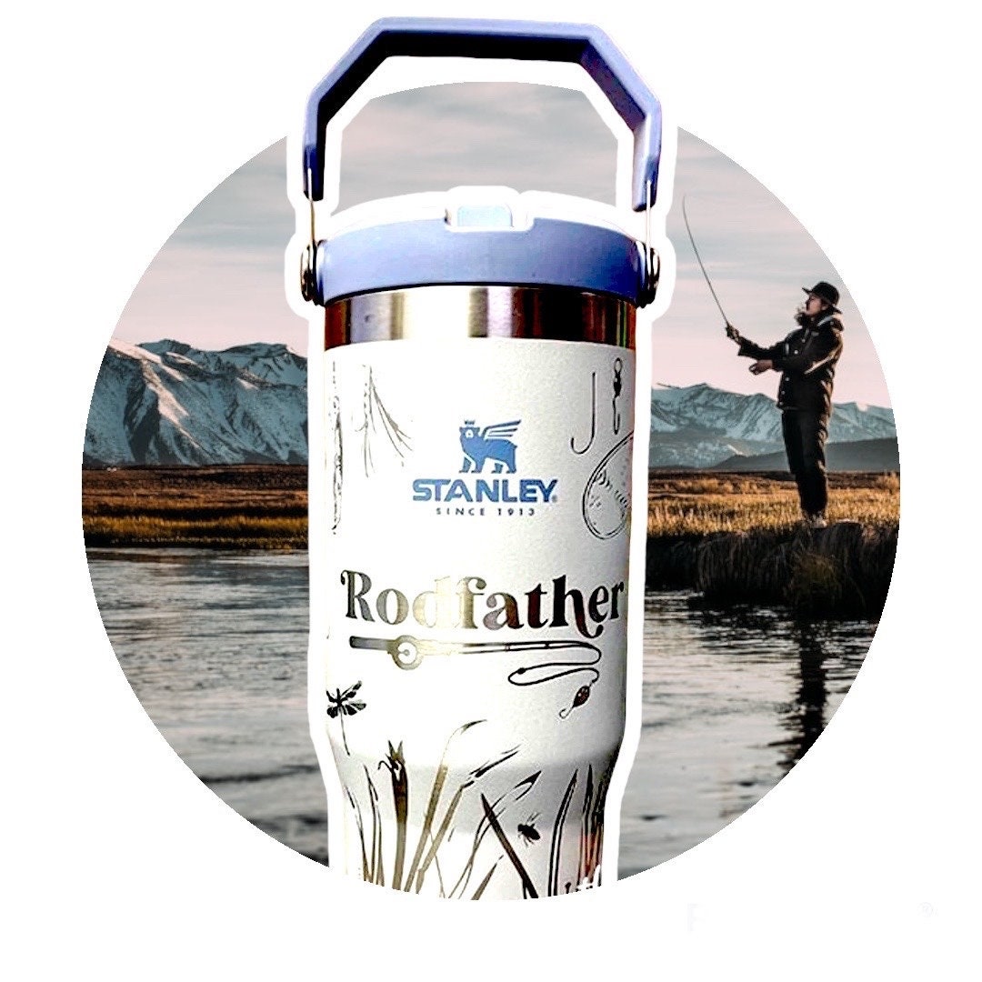 Fishing Engraved Stanley Cup for Men 30oz Iceflow Tumbler