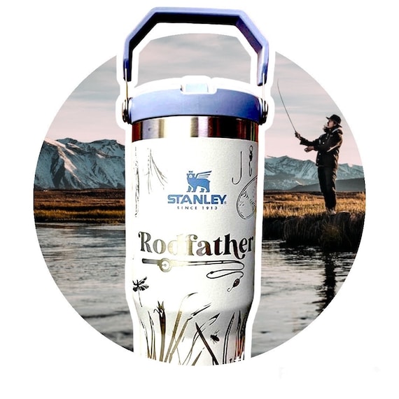 Fishing Engraved Stanley Cup for Men 30oz Iceflow Tumbler 