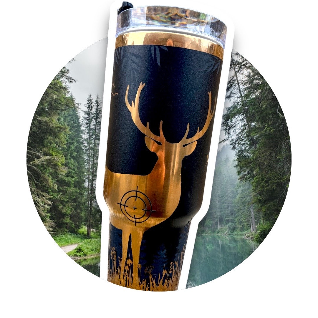 Engraved Stanley Cup for Men Trending Tumbler for Men 30oz Iceflow  Personalized Water Bottle Deer Hunter in Forest Fathers Day Gift 