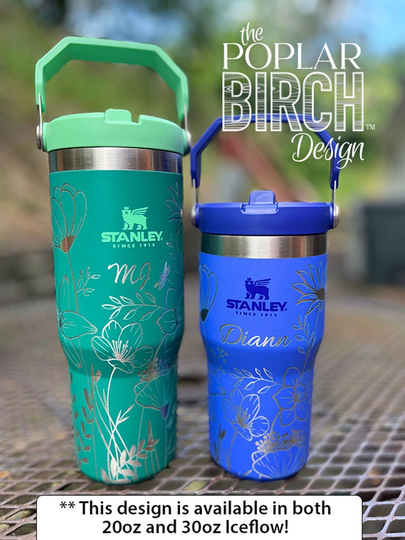 Wildflowers Engraved 30oz Stanley Iceflow Tumbler Hummingbird Water Bottle Personalized Large Gym Mug Fit in Cup Holder Flip Straw image 7