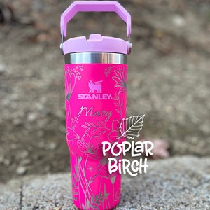 Wildflowers Engraved 30oz Stanley Iceflow Tumbler Hummingbird Water Bottle Personalized Large Gym Mug Fit in Cup Holder Flip Straw image 3