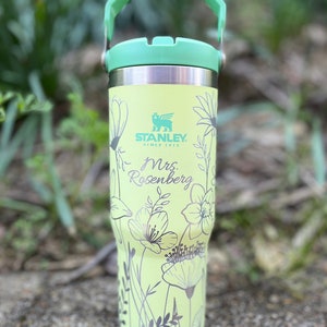 Wildflowers Engraved 30oz Stanley Iceflow Tumbler Hummingbird Water Bottle Personalized Large Gym Mug Fit in Cup Holder Flip Straw image 5