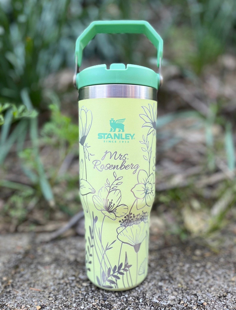 Wildflowers Engraved 30oz Stanley Iceflow Tumbler Hummingbird Water Bottle Personalized Large Gym Mug Fit in Cup Holder Flip Straw image 5