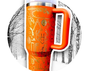 Hunter 40oz Tumbler, Engraved Orange Hunting Gear Sportsman Water Bottle, Insulated Tumbler for Men, Gift for Dad, Rifleman Trapper