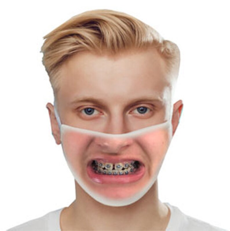 Braces Face Mask with Nose Wire Funny Orthodontic Smile Small Etsy