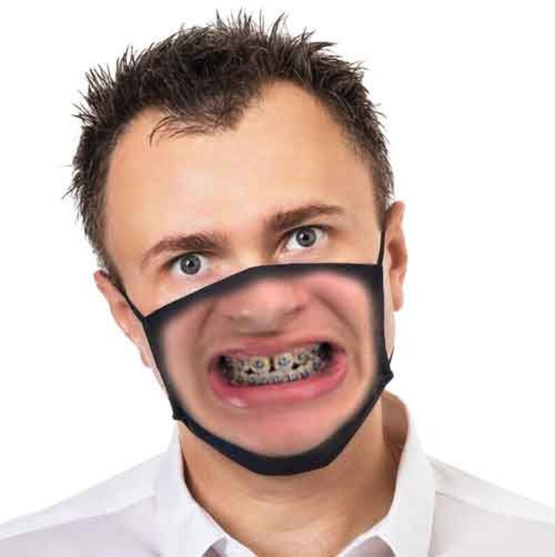 Braces Face Mask With Nose Wire Funny Orthodontic Smile Small Etsy