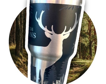 Deer Tumbler for Men, 30oz Cup with Slide Lid, Personalized Deer in  Woods, Large Cabin Coffee Mug, Engraved Hunter Gift