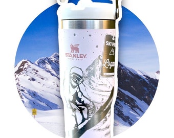 Skiing Tumbler, Stanley Cup Engraved Winter Sports Ski Pass Personalized Water Bottle, Ski Resort Mug, Snow Mountain Skier Gift