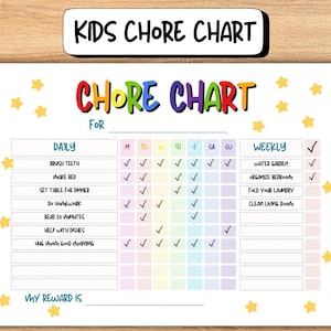 Weekly Chore Chart for Kids|Kids Weekly Responsibility Chart|Kids Chore List|Kids Daily Routine Checklist|Daily Chores|Chores Checklist