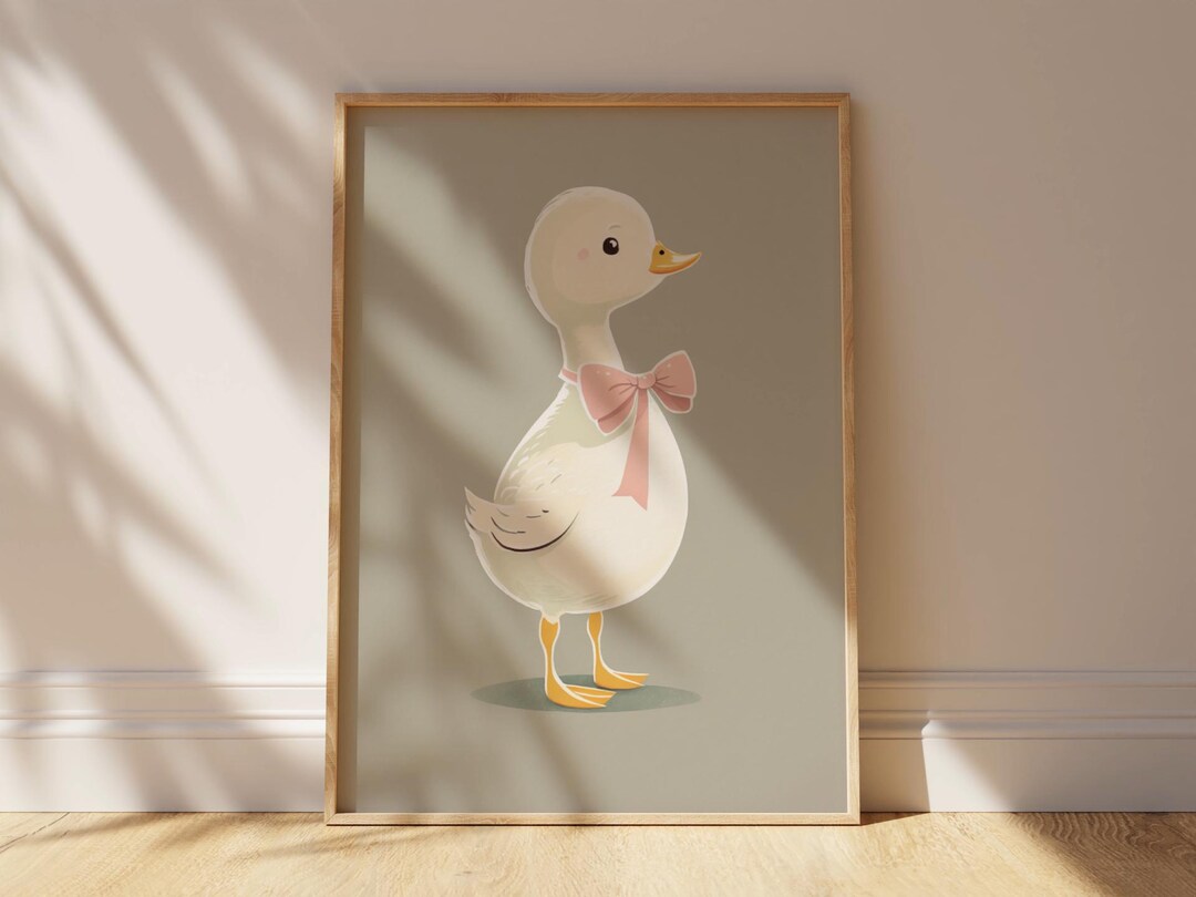 Silly Goose Wall Art Cute Goose Poster Sage Green Nursery Decor Farm ...
