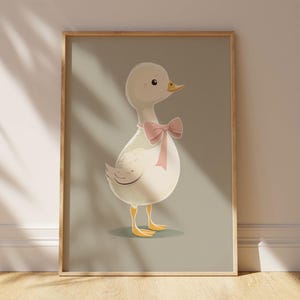 Silly Goose Wall Art Cute Goose Poster Sage Green Nursery Decor Farm Animal Printable Pink Coquette Room Decor Green Girl's Room Goose Print