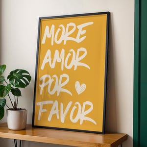 Maximalist Poster - More Amor Por Favor Wall Art Sunshine - Modern Eclectic Wall Art Yellow Instant Download - Love Quote - Printable Art