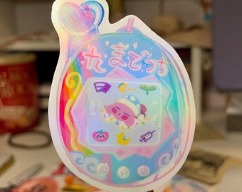 Kirby Tamagotchi Sticker - holographic Waterproof Anime Kawaii Vinyl