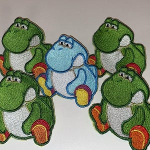 Fat Yoshi embroidered patch meme Fat Hyper Embroidery Sew-On Patch 4x3.5 inches Any color Smash bro merch