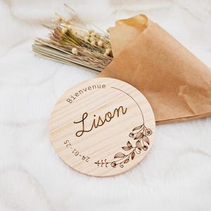 Carte de naissance pour bébé personnalisée en bois gravé - Cadeau Unique, Décoration Chambre Bébé, Souvenir, Prénom, Souvenir de naissance