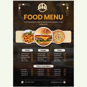 Fast Food Menu Creative Template Restaurant Menu Editable Canva Design Modern Cafe Menu Printable Template