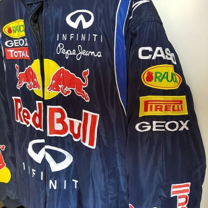 Red Bull Racing Jacket, Formula One Racing Jacket Retro, Flying Jacket, Racing Jacket, Oversize Jacket,Embroidered Jacket, Birthday Gift image 3