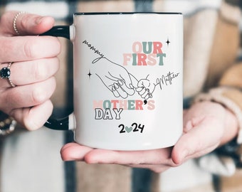 Notre première tasse à café pour la fête des mères, nouvelle tasse personnalisée pour la fête des mères, première tasses pour la fête des mères avec des noms personnalisés, cadeau d'une sœur