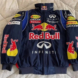 Formula F1 Jacket-Formula F1 Retro Cotton Fully Embroidered Red Bull Racing Jacket, Street Style Adult Jacket For Both Men And Women image 2
