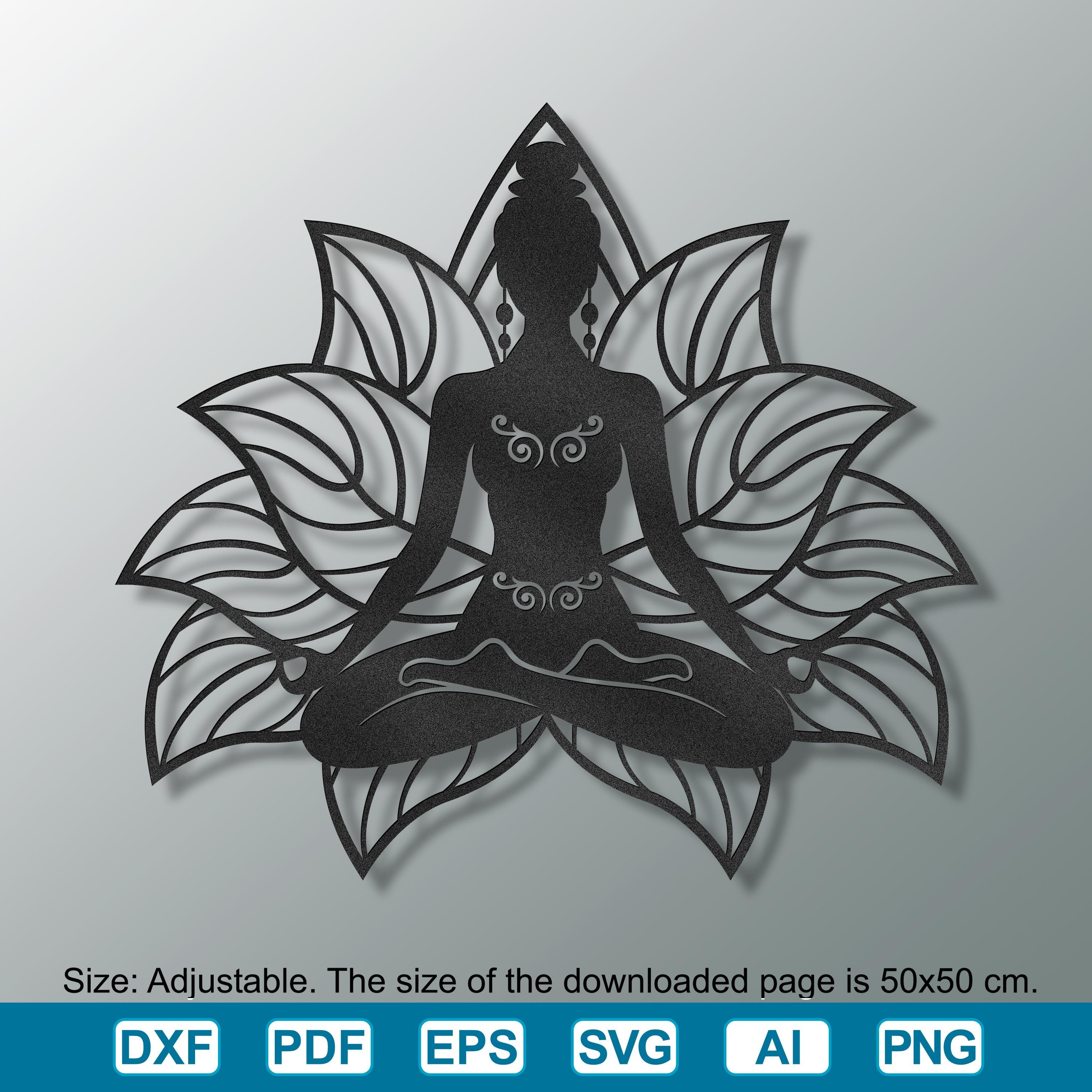 Yoga Meditation Wall Art: CNC Laser Vector Cut File, Woman Doing